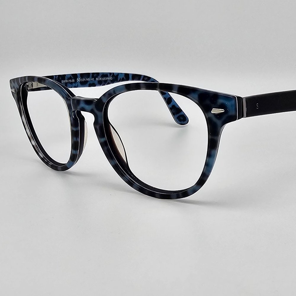 Swiss SW-15-05 Blue Leopard Eyeglasses Frame w/ Flexhinge 50-21-145